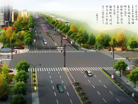  现代公路景观鸟瞰psd 