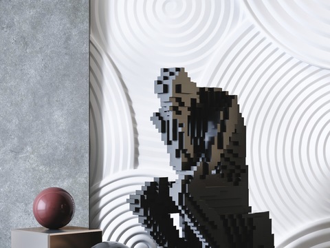  现代几何抽象思考者雕塑装饰摆件3d模型 