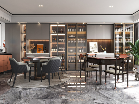  现代麻将室3d模型 