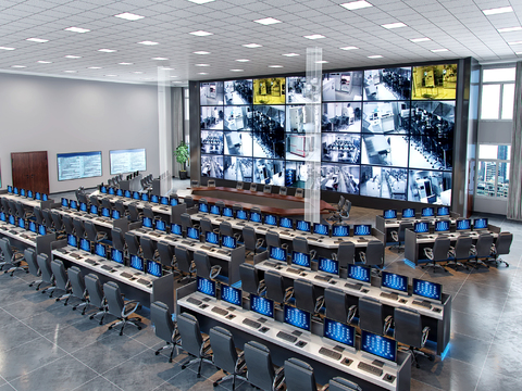  现代政府多媒体调度室3d模型 