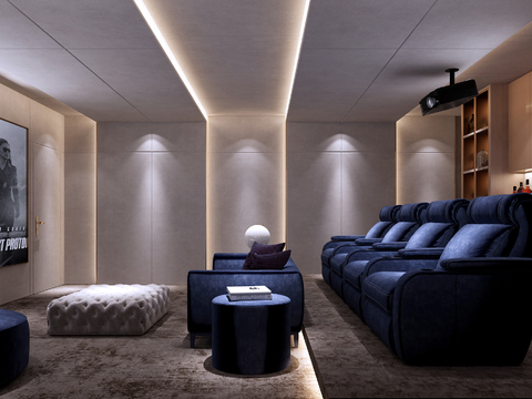  现代家庭影音室视听室3d模型 