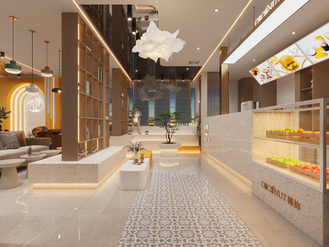  网红奶茶店3d模型 