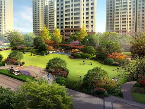  现代亲子公园景观psd 