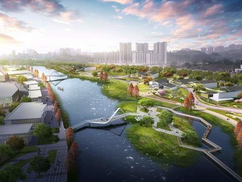  园林景观 河滨公园psd 