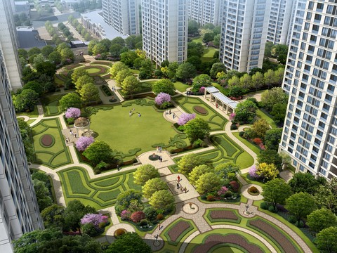  小区住宅鸟瞰psd 