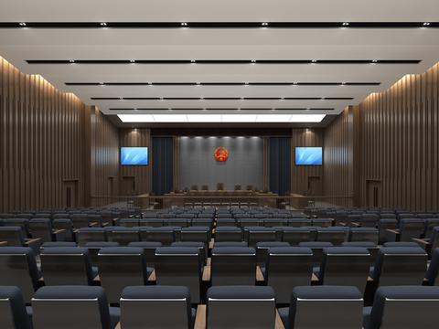  现代法院法庭3d模型 