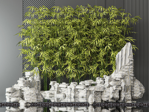  假山竹林 竹子小品3d模型 