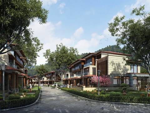  现代小区建筑外观psd 