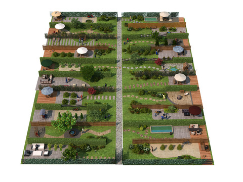  现代小区园林景观3d模型 