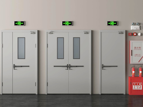  消防门 防火门 安全门 消防栓3d模型 