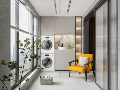  生活阳台3d模型 