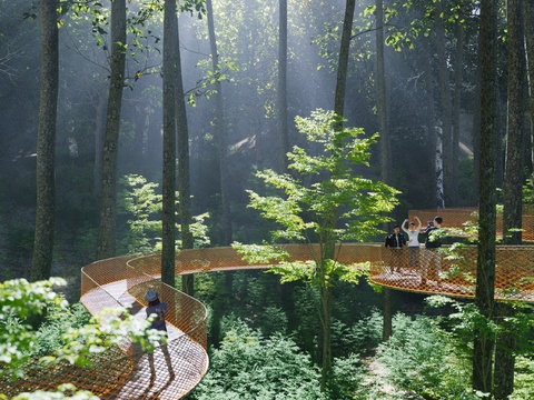  森林栈道 园林景观3d模型 