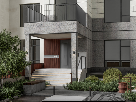  别墅庭院 花园3d模型 