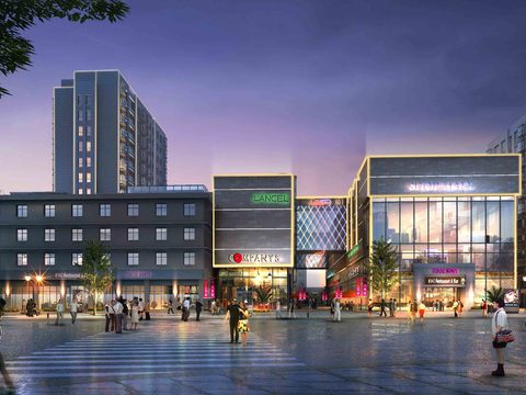  现代商业楼建筑外观psd 