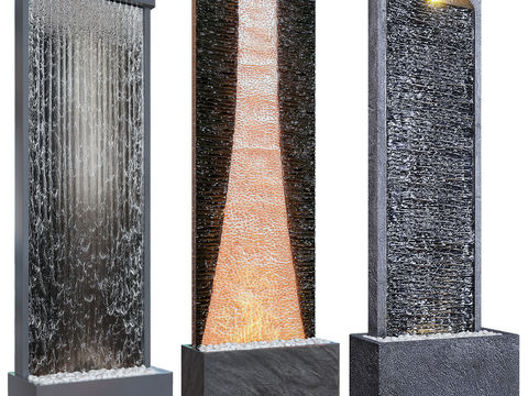  现代流水墙壁小品3d模型 