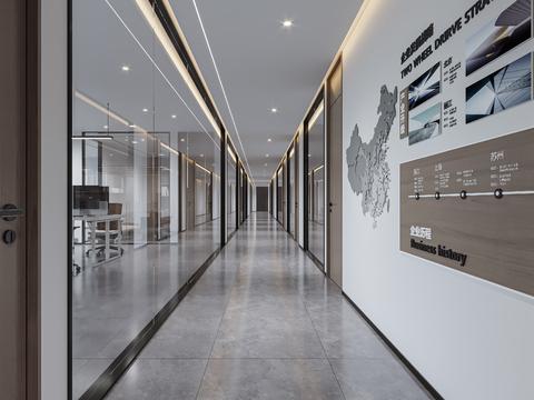  办公室走廊 过道3d模型 