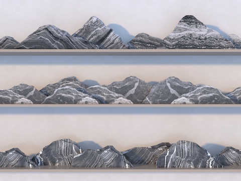  新中式雪浪石 景观石3d模型 