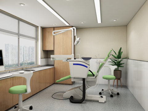  现代口腔医院诊室3d模型 