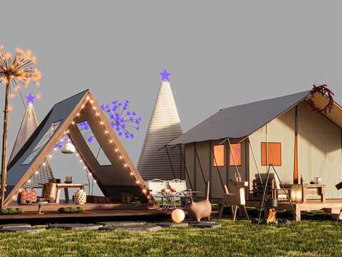  户外露营 露营帐篷 天幕3d模型 