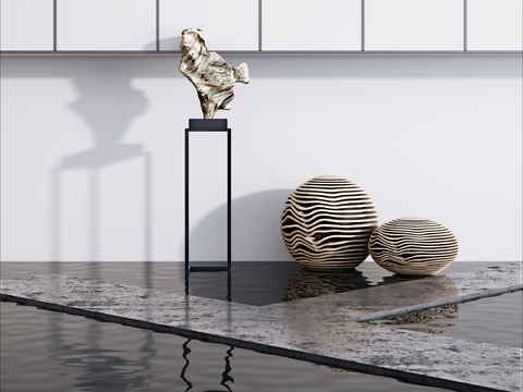  现代圆形艺术品雕塑3d模型 