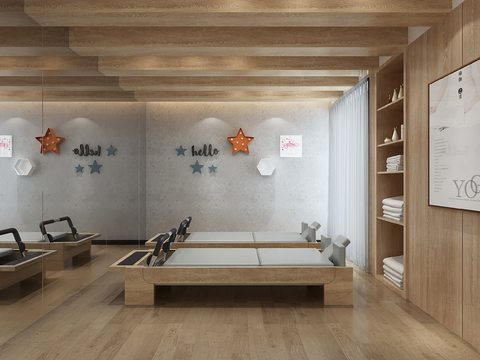  现代瑜伽室3d模型 