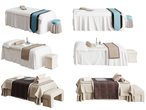  现代SPA美容院按摩床3d模型下载 舒适健康护理设计 高端会所专用理疗床具 