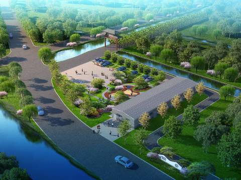  现代停车场公园鸟瞰psd 