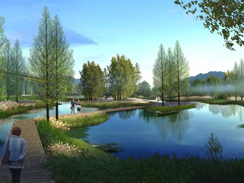  现代湿地公园psd 