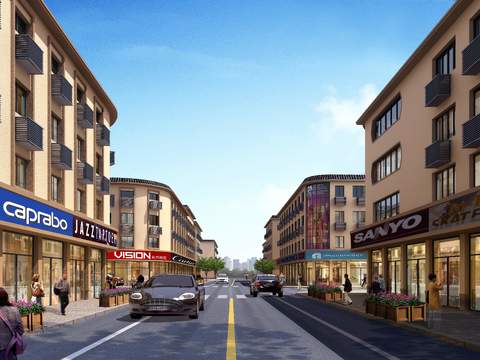  现代商业街步行街psd 