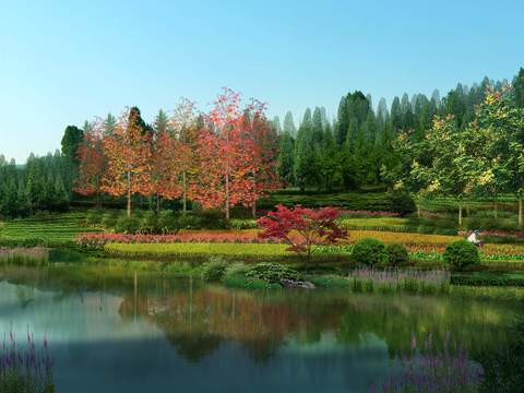  现代湿地园林景观psd 