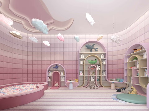  现代儿童游乐区3d模型 