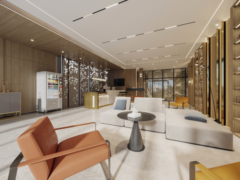  新中式酒店大厅3d模型 