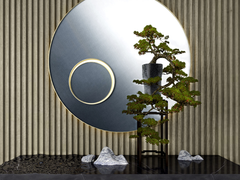  新中式松树景观小品3d模型 