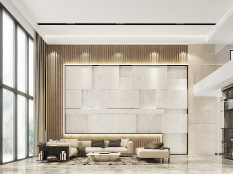  现代别墅大堂3d模型 