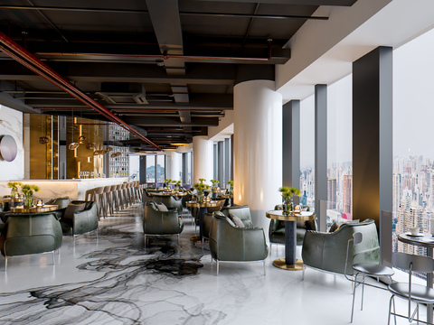  现代酒吧3d模型 