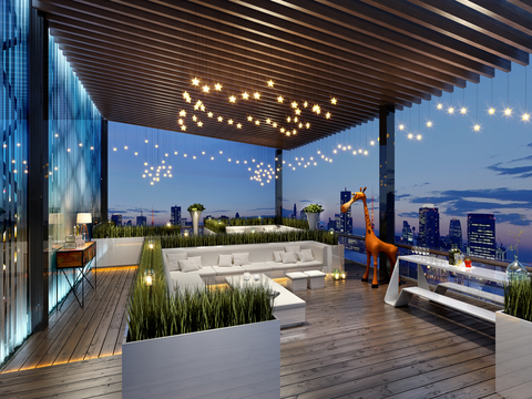  现代露台阳光房3d模型 