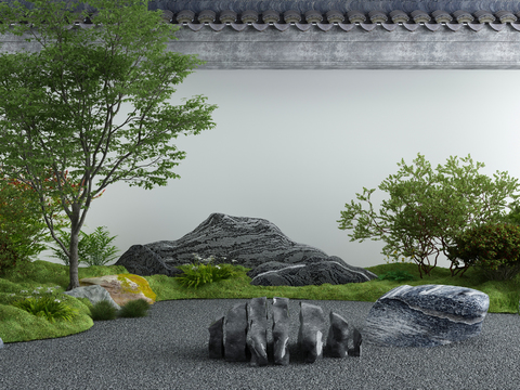  庭院景观小品 景墙3d模型 