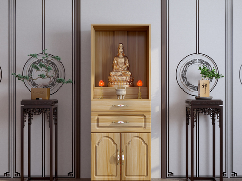  新中式佛龛柜3d模型 