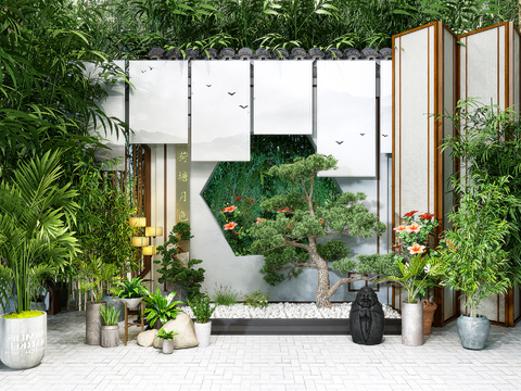  新中式竹林景观3d模型 