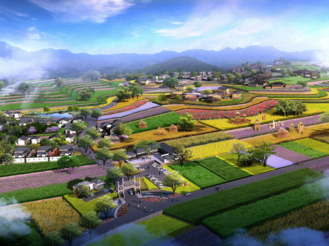  现代园林景观鸟瞰psd 