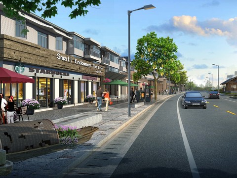  现代商业街步行街景观psd 