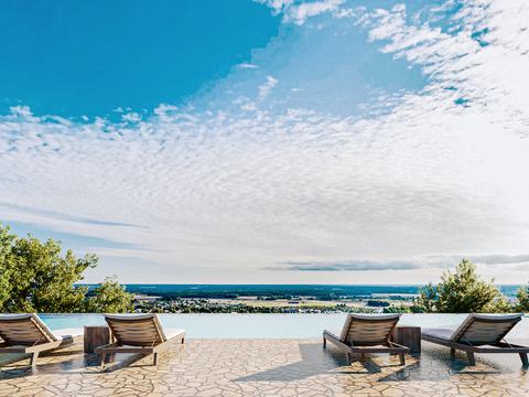  露天泳池 躺椅3d模型 