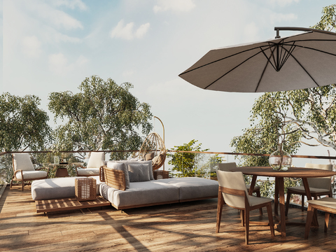  阳台 露台 屋顶花园 户外沙发3d模型 