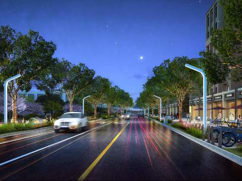  现代道路桥梁夜景景观psd 