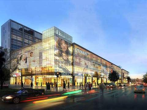  现代商业街夜景景观psd 