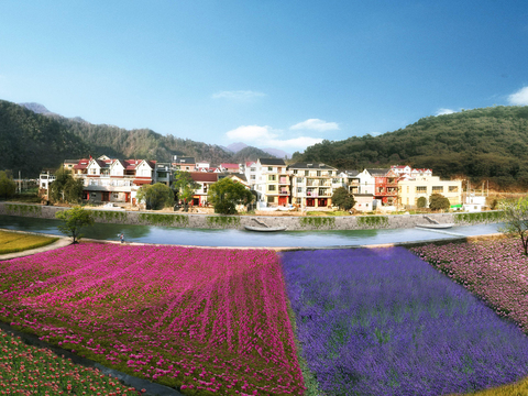  现代花海公园psd 