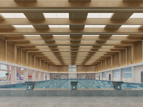  室内游泳馆 儿童游泳池3d模型 