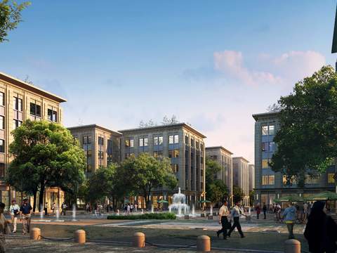  现代商业街步行街psd 