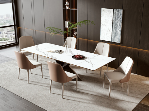 岩板餐桌椅3d模型