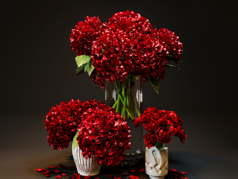 花瓶 花艺 鲜花 插花3d模型